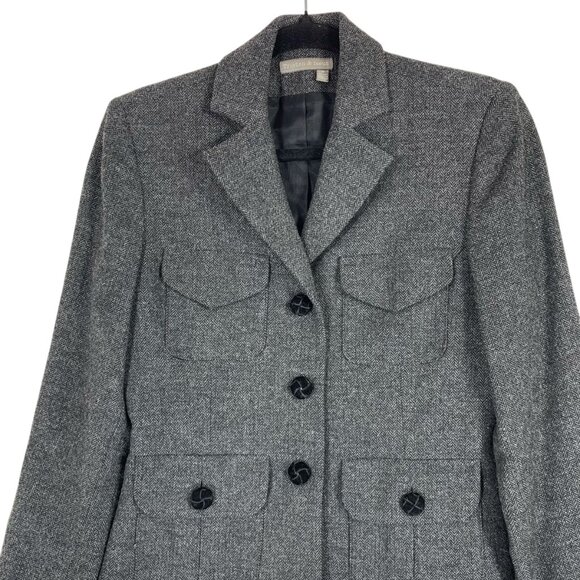 Tristan & Iseut blazer jacket wool blend- rayon grey  tweed size small - Picture 12 of 16